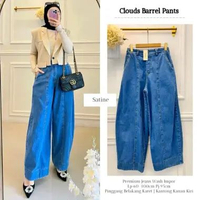 Cloud Barrel Pants Celana Jeans Wanita Jeans Premium Wish Jumbo Barrel Pants Light