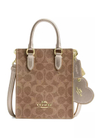 Coach Coach Boxed Mini Tote Bag And Mirror Bag Charm Set In Signature Canvas - Light Champagne