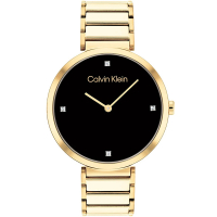 【Calvin Klein 凱文克萊】CK 極簡晶鑽時尚手錶-36mm/黑金(CK25200136)