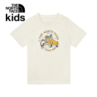 【The North Face 官方旗艦】北面兒童米白色小熊露營車印花短袖T恤｜88H7QLI