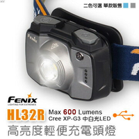 【【蘋果戶外】】FENIX HL32R 高亮度節能充電頭燈 雙光源 ECO 600流明 IP66 USB充電 108G