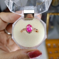 cincin pink topas asli batu crystal alam