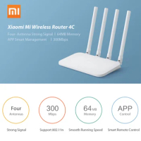 Original Xiaomi Mi WIFI Router 4C Roteador APP Control 64 RAM 802.11 b/g/n 2.4G 300Mbps 4 Antennas Routers Wireless Repeater