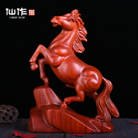 紅檀木雕馬擺件實木質十二生肖馬家居風水招財客廳裝飾紅木工藝品