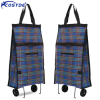 Portable Folding Reusable Shopping Bags Small Pull Cart Buy Shopping Trolley Bag With Wheels Fruit Vegetables Bag Food Organizer
