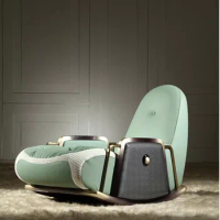 Modern Italian light luxury leather sofa chair living room fashion leisure lounge chair rocking chair art new lounge chair