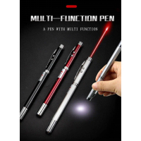 Pulpen Pointer Warna Merah Presentasi Multifungsi 5 in 1 Pen Laser Pointer Telescopic LED MagnetiC