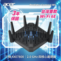 Acer Predator Connect W6 三頻 AXE7800 Wi-Fi 6E 電競路由器