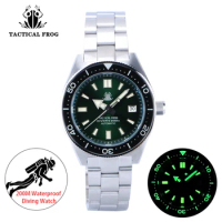 Tactical Frog 62MAS Diver Men's Watches 44mm Black Dial Stainless Steel 200M NH35 Diver Watch Automatic Mechanical Watch For Men