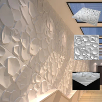 12pcs 50x50cm 3D Wall Sticker Decorative Living Room Ceramic Tile Mural Waterproof 3D Wall Panel Wallpaper Bathroom Kitchen