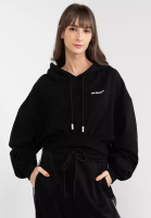 OFF-WHITE For All Helvetica Cropped Drawstring Hoodie (ik)