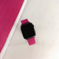 【Watchband】Apple Watch 全系列通用錶帶 蘋果手錶替用錶帶 同色扣頭及連接器 矽膠錶帶(紫紅色)