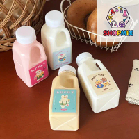 【Kkon】 1PC Transparent Kids Water Bottle Plastic Juice Bottle PET Milk Beverage Bottle With Lid Camp