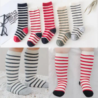 0 to 2 Yrs Cotton Children's Anti-slip Socks For Boys Girl knee long Cut Floor Kid Sock With Rubber Grips Socks Four Season