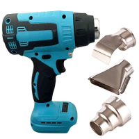 Cordless Hot Air Gun Home Shrink Wrapping Tool with 3 Nozzles Heat Gun 0-500℃ Rechargeable LED Light for Makita Battery