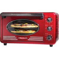 Nostalgia Large-Capacity 0.7-Cu. Ft. Capacity Multi-Functioning Retro Convection Toaster Oven, Fits 12 Slices of Bread