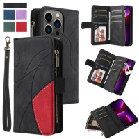 9 Card Slots Zip Wallet Multifunctional Storage Leather Case For Samsung Galaxy A12 A22 A32 A52S A52 A72 5G M52 Phone Cover Bag