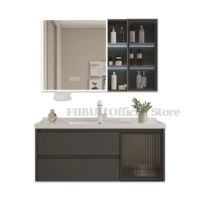 Bathroom Cabinet With Ceramic Washbasin Vanity With Mirror And Sink Wall Mounted Bathroom Furniture Integrated Storage Cabinet