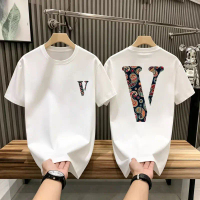 เสื้อแขนสั้นผู้ชายฤดูร้อนเทรนด์แฟชั่นใหม่ Bally - derall คอกลมเรียบง่ายคอกลมลายพิมพ์เสื้อ