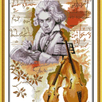 Joy Sunday Cross Stitch Complete Set With Pattern Kit Beethoven Stamped Counted Cloth Printed Unprinted Home Decor