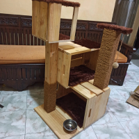 cat playground mainan rumah kucing kayu jati belanda