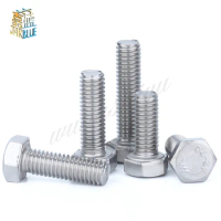 Real Fastener Round 100pcs Din933 M3 3mm 304 Stainless Steel Hex Bolt M3*4/5/6/8/10/12/1/16/18/20/25/30/35/40mm