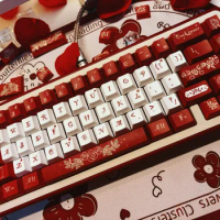 139 Keys/Set Red/Blue/Pink/Black/Green Camellia Flower PBT Keycaps for Cherry Profile MX Switch Mechanical Keyboard DIY Custom