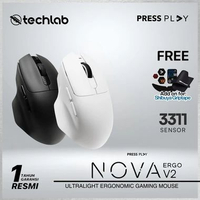 Press Play NOVA Ergo V2 3311 Ergonomic Wireless Gaming Mouse Ergo by PressPlay Free Mousepad Black V