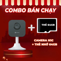 (Combo bán chạy) Camera wifi trong nhà EZVIZ H1C 2MP kèm Thẻ nhớ 64G, Độ phân giải 1080P, Đàm thoại 