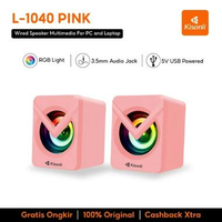 KISONLI Gaming Speaker Komputer/Laptop L1040 LED RGB Light With Switch Volume Control - Pink