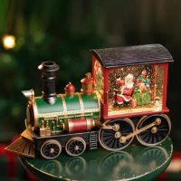 Christmas Train Ornaments Christmas Eve Decoration Lighting Train Box Crystal Ball Home Table Decoration Kid 2024 New Year Gift
