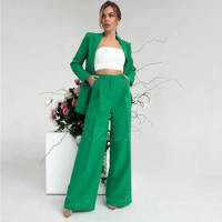 Tesco 2 Casual Suit For Women Loose Pantsuit Business Office Bespoke Women Suit 2 Piece Jacket Blazer Pants For Spring Summer