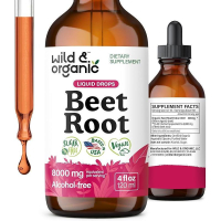 Wild & Organic Beet Root Extract Drops - 8000 mg Fresh Beetroot Extract Equivalent - Extract 20:1 - 