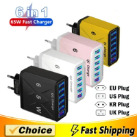 3.1A USB Fast Phone Charger Adapter 6 In1 Mulit Plug Travel Charger For iPhone 13 12 Samsung Xiaomi QC3.0 Quick Charger