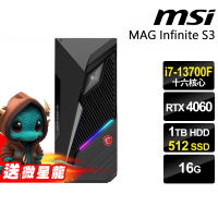 【MSI 微星】i7 RTX4060繪圖電腦(S3 13-663TW/i7-13700F/16G/512G SSD+1TB HDD/RTX4060/W11P)