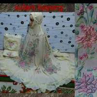 mukena sulam bayang warna - Merah Muda