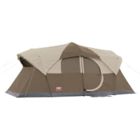 US Coleman WeatherMaster 10-Person Camping Tent, Large Weatherproof Family Tent with Room Divider and Included Rainfly, Strong
