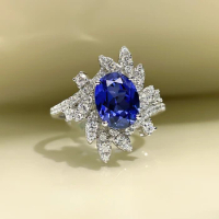 Mencheese 2 Karat Cornflower Sapphire Ring Female 925 Sterling Silver Daily Style Seiko Micro Inlaid Ornament