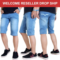 CELANA JEANS PENDEK PRIA CASUAL DENIM REGULER FIT COWOK