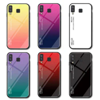 For Samsung Galaxy A8 Star G885F Case Ultrathin Gradient Aurora Colored Tempered Glass Back Cover Case for Samsung Galaxy A8Star