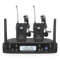 Professional Wireless Microphone System UHF Microphone Headset Lavalier Dual Handheld Mic for Church Teaching Singing 510-690MHz