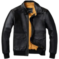 Men Leather Jacket Real Cowhide A2 Pilot Jacket Air Force Flight Jackets Men's Leather Aviator Jacket Jaqueta Couro Masculina