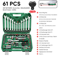 ISKU Tool Kit Set Kunci Sok Set Shocket Set CR-V Toolkit Lengkap - Tool Kit Set 61, 24 Teeth