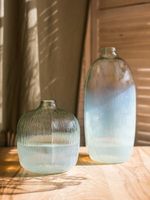 掬涵 手工玻璃器皿 花瓶花器藝術擺件 半透明流水紋桌面地面