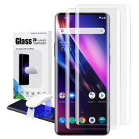 for Oneplus 7 7T Pro Screen Protector With Fingerprint Unlock Curved UV Glass Film Full Cover for Oneplus 8 Pro Tempered Glass