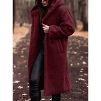 MND Jaket Jubah Bulu Tebal Musim Dingin Pria Wanita Style Korean XL Anggur Merah