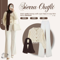 Sierra Outfit Remaja 3in1 (Cardigan Rawis + Celana Cutbray putih + Hijab Pasmina Jersey)LI095