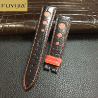 FUYIJIA Master Handmade Custom Circular Crocodile Skin Watchband Brand Watch Substitut Strap 20MM 21MM 22MM Genuine Leather Belt