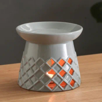 Ceramic scented light with squares for household scented candle stove oil lamp