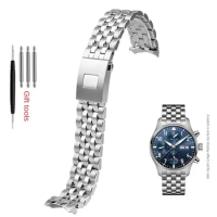 Solid Fine Steel Watch Accessories Band for IWC Pilot Mark 17 18 IW377714 IW377717 IW377710 Watch Straps Men Bracelet 20m 21mm